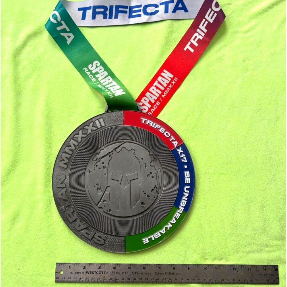 2022 Spartan Trifecta X17 Multi-Trifecta Medal with Original Ribbon MMXXII